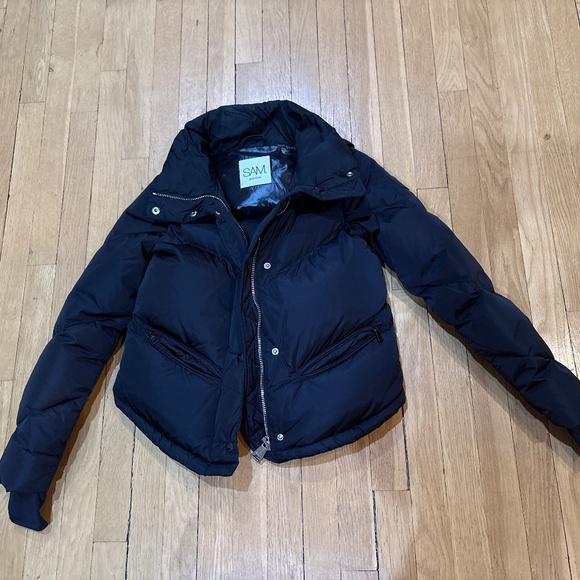 SAM. Athlete Matte Black Puffer Jacket Coat Size Extra Small - Picture 4 of 5